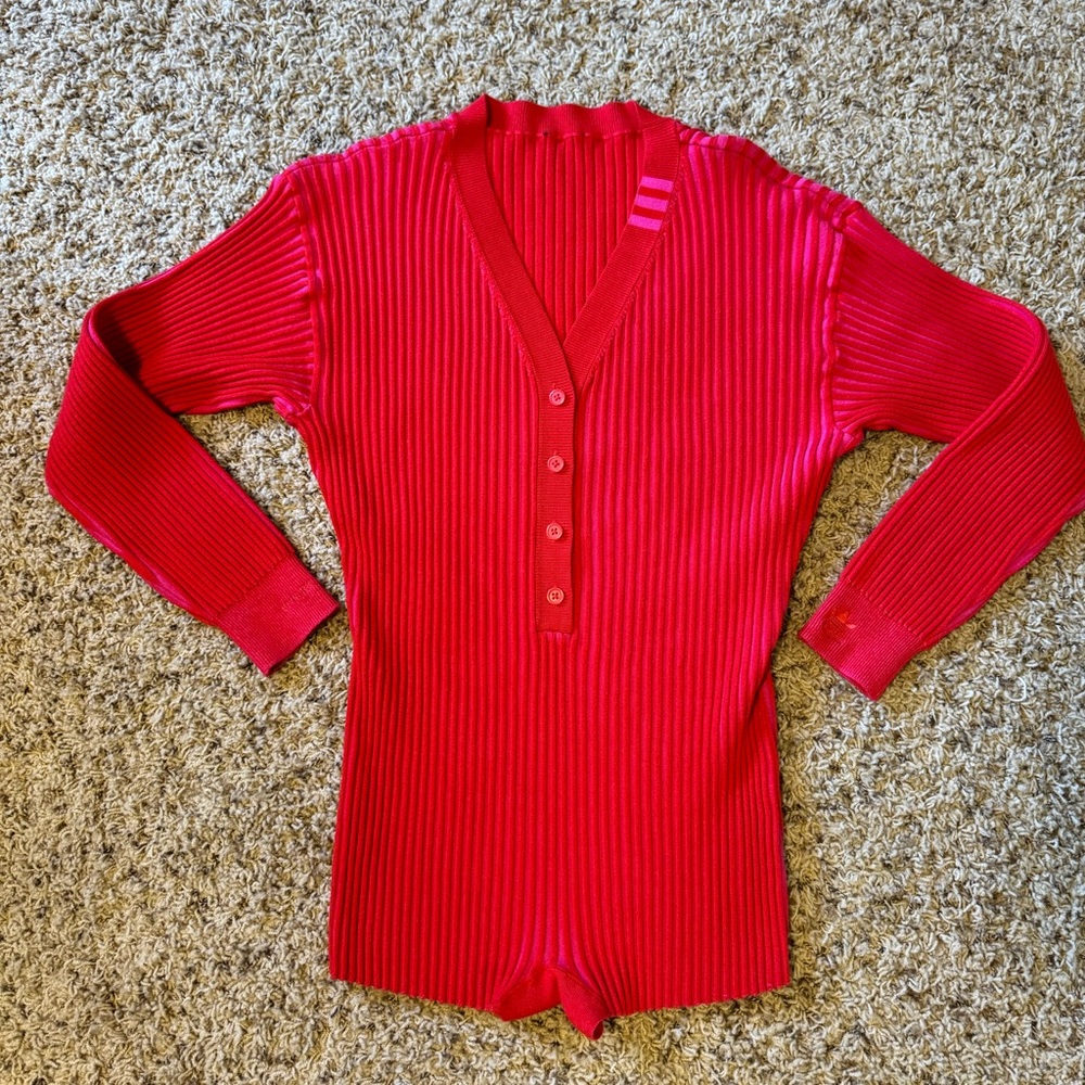Adidas x IVY PARK Red and Pink Sweater Romper - L